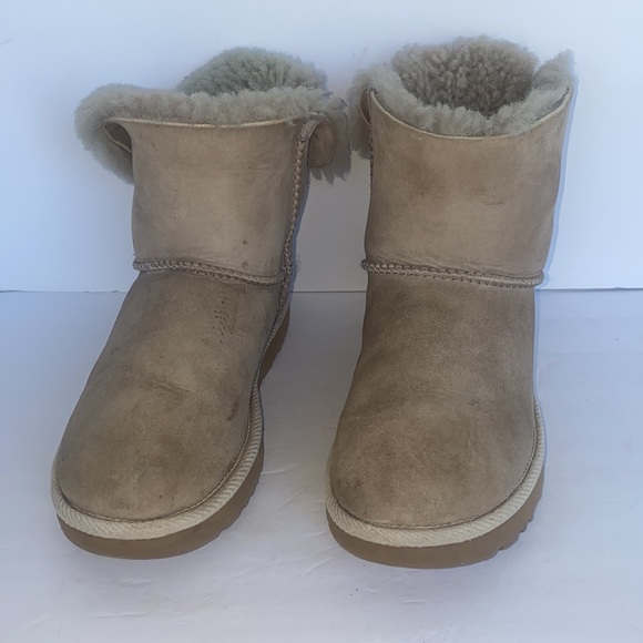 UGG Sheepskin Bailey Bow Selene S/N Grey Boots - Sz 7 - Picture 2 of 8